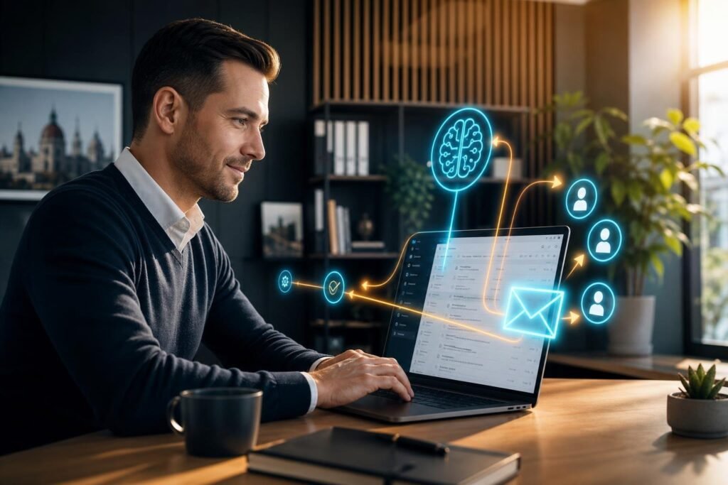 AI marketing — email landing hero