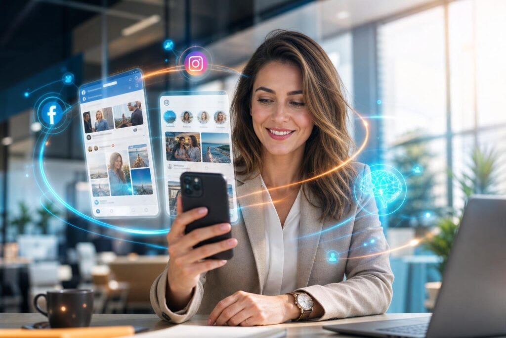 AI marketing — social-media landing hero